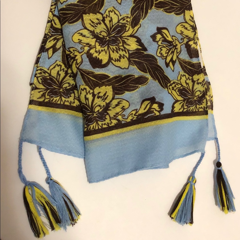 Charming Charlie Long Tasseled Floral Scarf